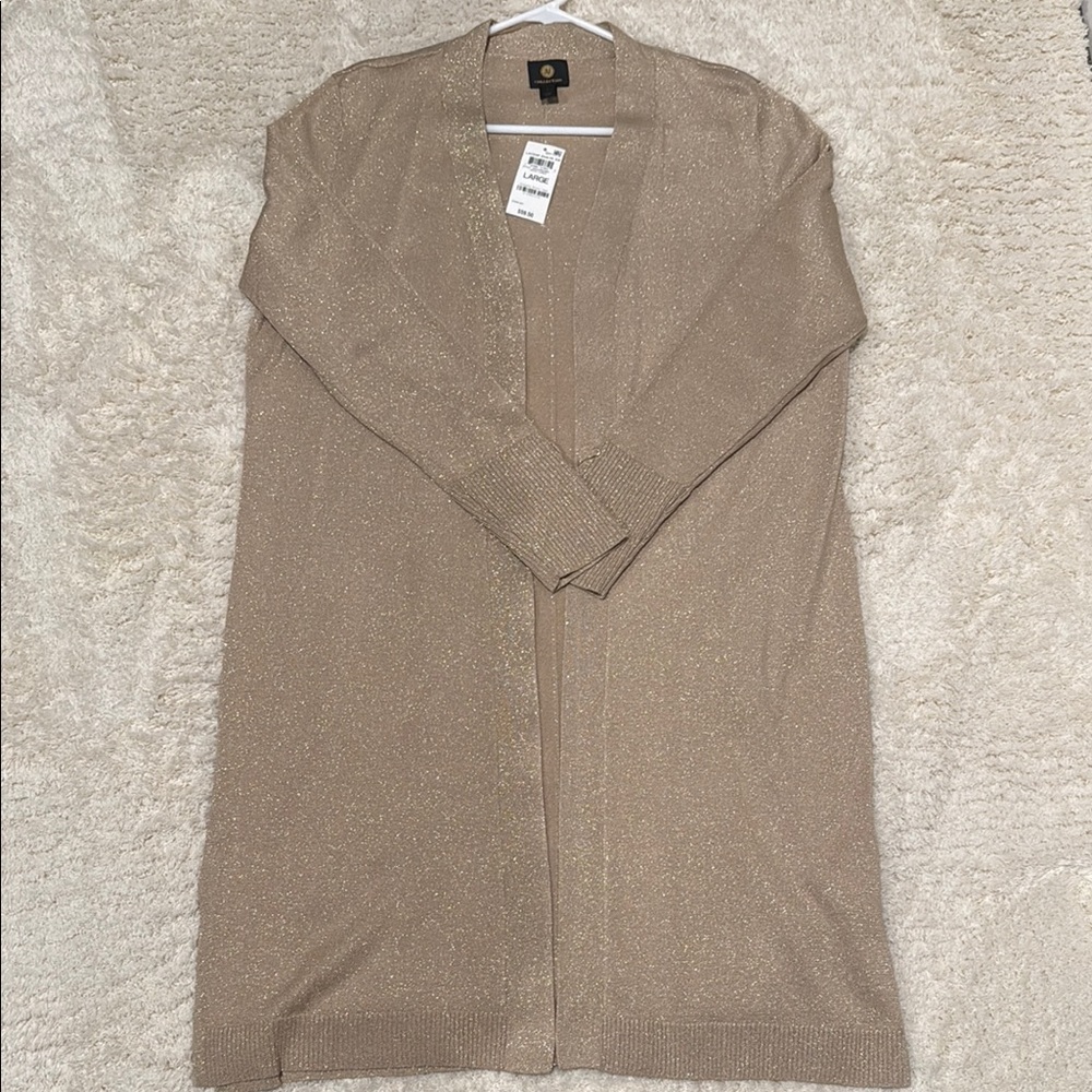 JM Collection Gold Long Cardigan Sweater